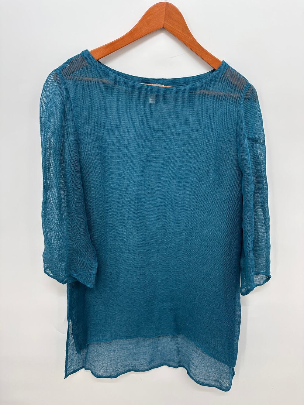 EILEEN FISHER Organic Linen Blue Boatneck Tunic // M